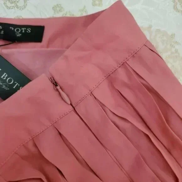NWT Talbots Pink Voile Crystal Pleated Cotton Blend Women's Skirt Size 14P - Picture 9 of 10